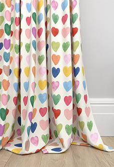 Wee Blue Bell Love Hearts, Multi - Made to Measure Curtains